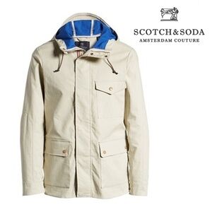 Scotch & Soda Utility Field Jacket Coat Mid-Length Hooded Many Pockets NWOT